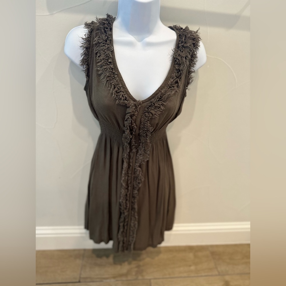 Brown Ruffle Boutique Dress - Small - Picture 6 of 6